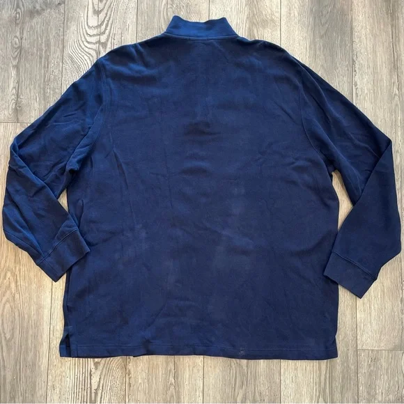 Polo Ralph Lauren Big & Tall Estate Rib Quarter-Zip Pullover Navy Blue XXL - Picture 6 of 13
